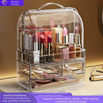 Storage Prince Íróasztali kozmetikai szervező fiókos kivitelben – nagy kapacitású, PET anyag, rekeszek rúzs és szemöldökceruza számára