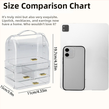 Storage Prince Íróasztali kozmetikai szervező fiókos kivitelben – nagy kapacitású, PET anyag, rekeszek rúzs és szemöldökceruza számára