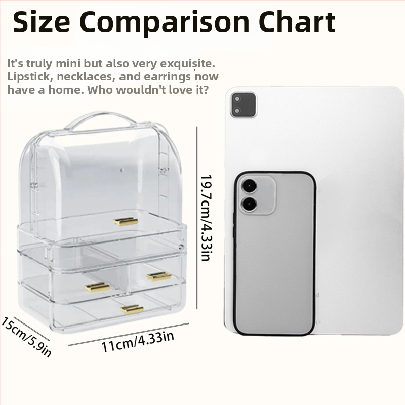 Storage Prince Íróasztali kozmetikai szervező fiókos kivitelben – nagy kapacitású, PET anyag, rekeszek rúzs és szemöldökceruza számára