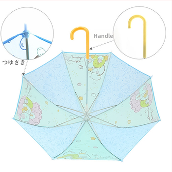 Παιδική ομπρέλα με μακριά λαβή, 12 ραβδές, πλαίσιο από ινογυαλί, λαβή από αλουμίνιο, πολυεστερικό ύφασμα 170T, χειροκίνητο άνοιγμα-κλείσιμο, στυλ καρτούν ιαπωνικού ύφους