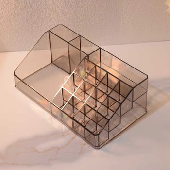 Διαφανής ακρυλικός οργανωτής κραγιόν με 16 θέσεις για επιφάνεια εργασίας, κουτί αποθήκευσης καλλυντικών χωρίς καπάκι