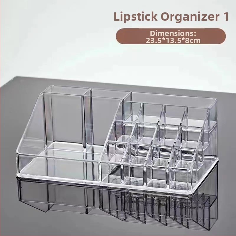 Διαφανής ακρυλικός οργανωτής κραγιόν με 16 θέσεις για επιφάνεια εργασίας, κουτί αποθήκευσης καλλυντικών χωρίς καπάκι
