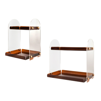 Az asztali akril kozmetikai kiállító állvány – többszintű pohár- és rúzsosztó, SC001, Modern Minimalista stílus, Anyag: Akril, Egyedi feldolgozás: Igen