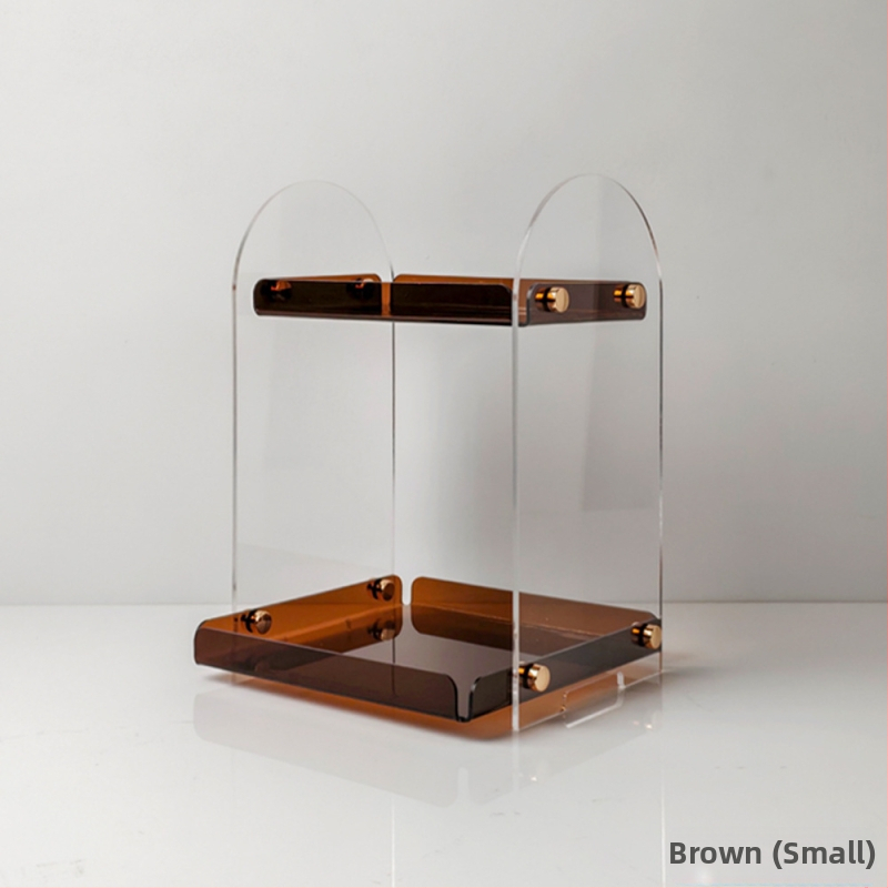 Az asztali akril kozmetikai kiállító állvány – többszintű pohár- és rúzsosztó, SC001, Modern Minimalista stílus, Anyag: Akril, Egyedi feldolgozás: Igen