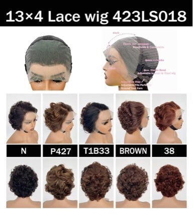 Frontális paróka 13x4, pixie fazon, emberi haj, kézzel készített, festhető