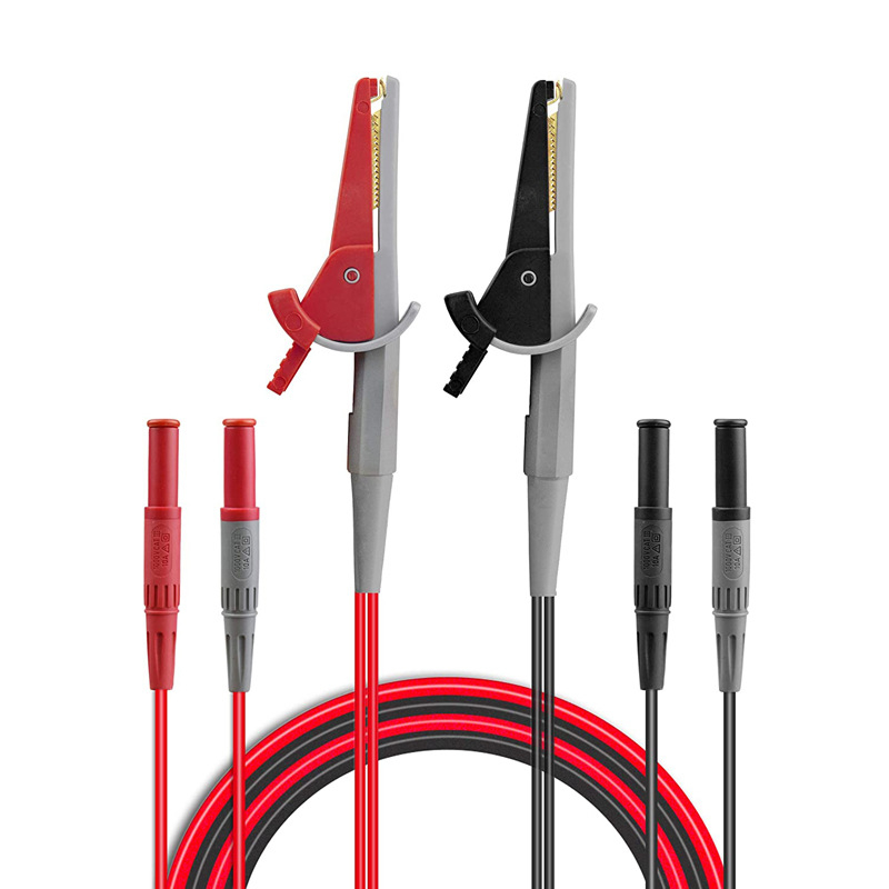 Bochao мултиметър Kelvin тест – крокодилска щипка, чисто мед, висок ток, 4-жилен тестов кабел, бананов жак (стандарт)