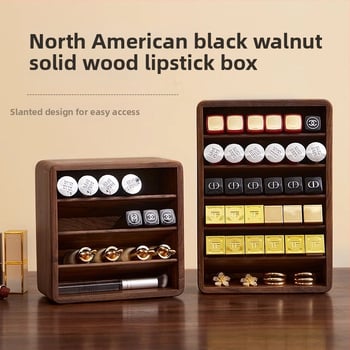 Βάση κραγιόν από ξύλο καρυδιάς, κλινόμενη κατασκευή, ανθεκτική σε σκόνη, με πολλαπλά διαμερίσματα, επιτραπέζια εγκατάσταση, τρία ή περισσότερα επίπεδα για αποθήκευση στο υπνοδωμάτιο