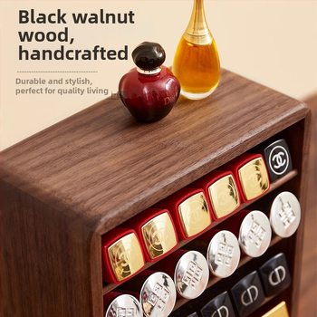 Βάση κραγιόν από ξύλο καρυδιάς, κλινόμενη κατασκευή, ανθεκτική σε σκόνη, με πολλαπλά διαμερίσματα, επιτραπέζια εγκατάσταση, τρία ή περισσότερα επίπεδα για αποθήκευση στο υπνοδωμάτιο