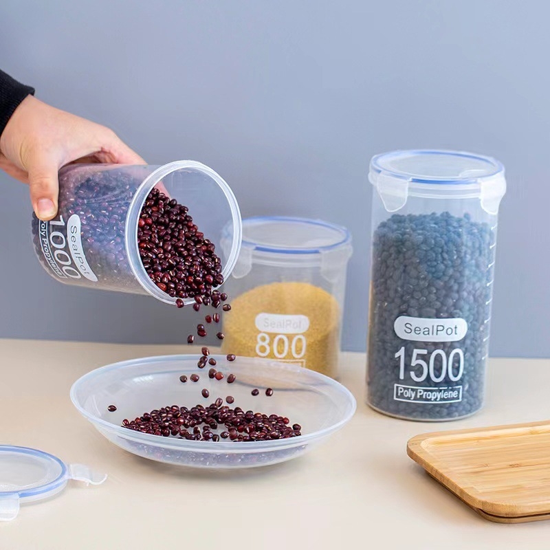 Plastična posuda za skladištenje žitarica, zatvoreni spremnik za hranu, okrugla, 800–1000 ml, kuhinja