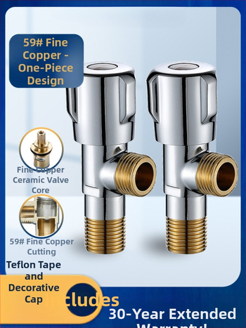 Troputna kutna ventila s bakrenim tijelom i dijelovima od 304 nerđajućeg čelika za toplu i hladnu vodu, jedan ulaz, dva izlaza