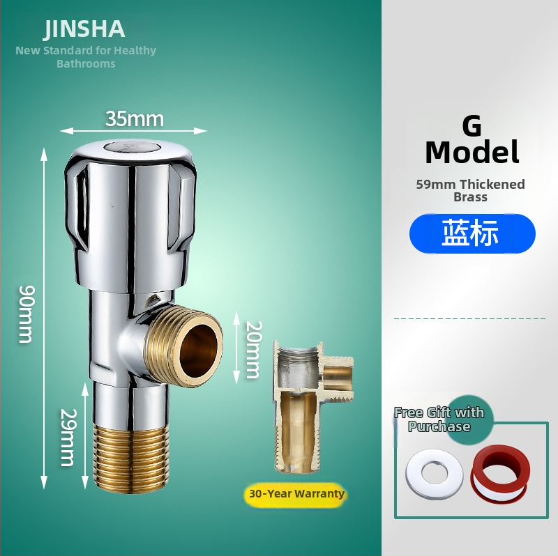 Troputna kutna ventila s bakrenim tijelom i dijelovima od 304 nerđajućeg čelika za toplu i hladnu vodu, jedan ulaz, dva izlaza