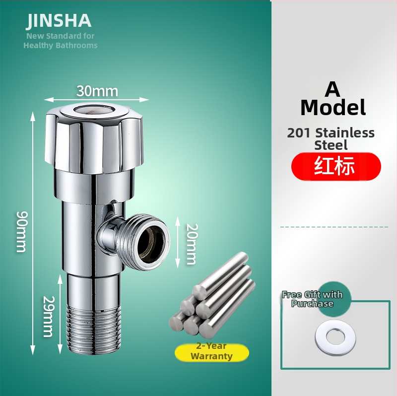 Troputna kutna ventila s bakrenim tijelom i dijelovima od 304 nerđajućeg čelika za toplu i hladnu vodu, jedan ulaz, dva izlaza