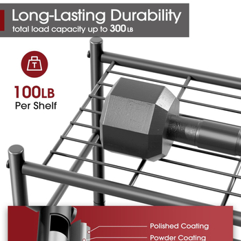 Mikrohullámú sütő szekrény, padlón álló tároló állvány, összecsukható, mozgatható, szénacélból