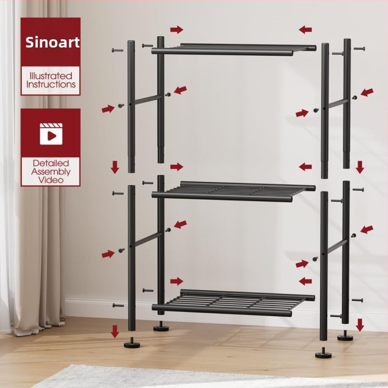 Mikrohullámú sütő szekrény, padlón álló tároló állvány, összecsukható, mozgatható, szénacélból