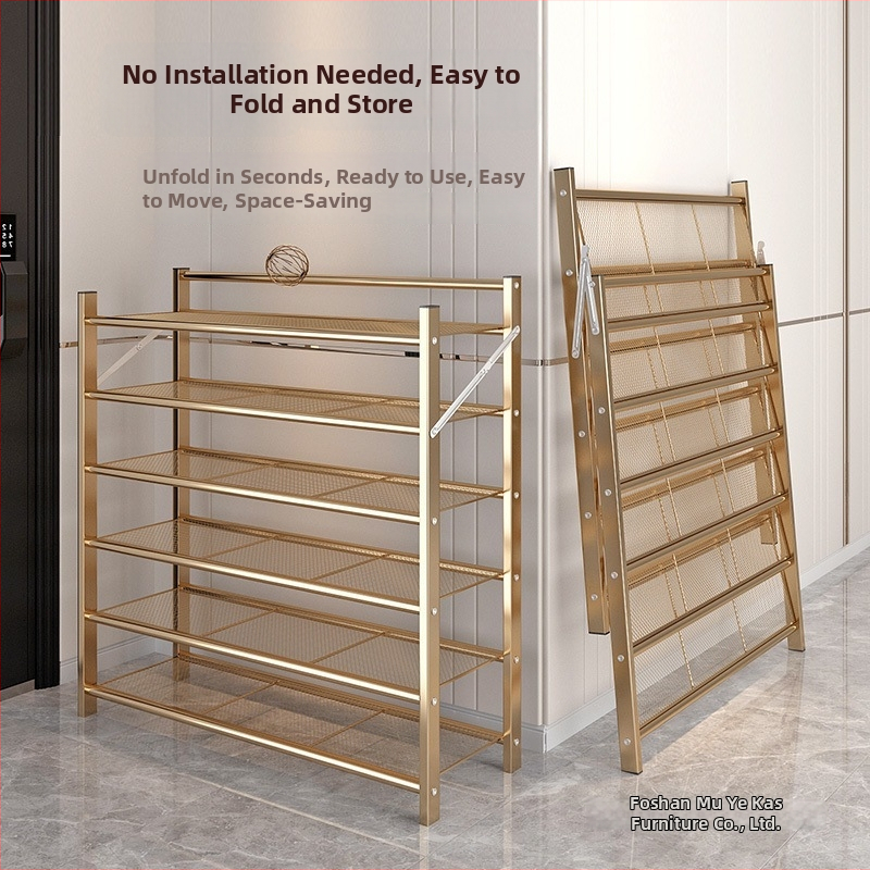 Метален закачващ се обувен рафт с 1 слой – прост модерен сгъваем шкаф за обувки за общежития и наеми, против мухъл съхранение на обувки