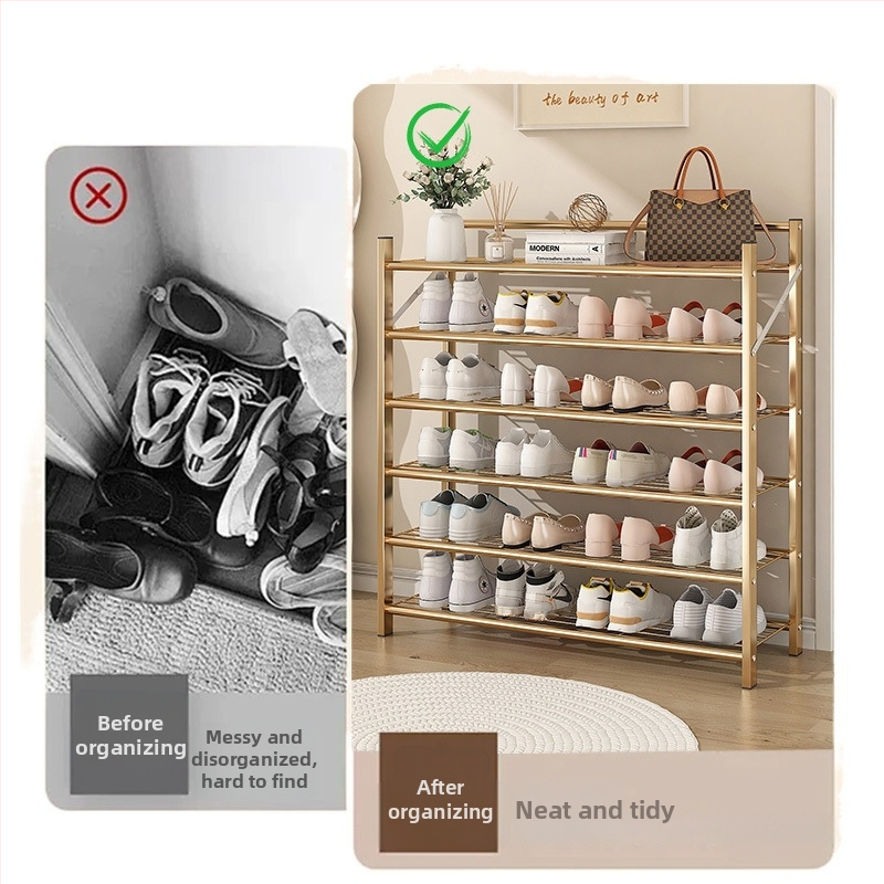 Метален закачващ се обувен рафт с 1 слой – прост модерен сгъваем шкаф за обувки за общежития и наеми, против мухъл съхранение на обувки