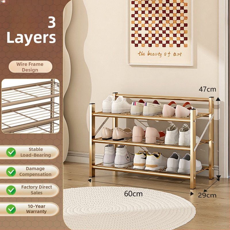 Метален закачващ се обувен рафт с 1 слой – прост модерен сгъваем шкаф за обувки за общежития и наеми, против мухъл съхранение на обувки