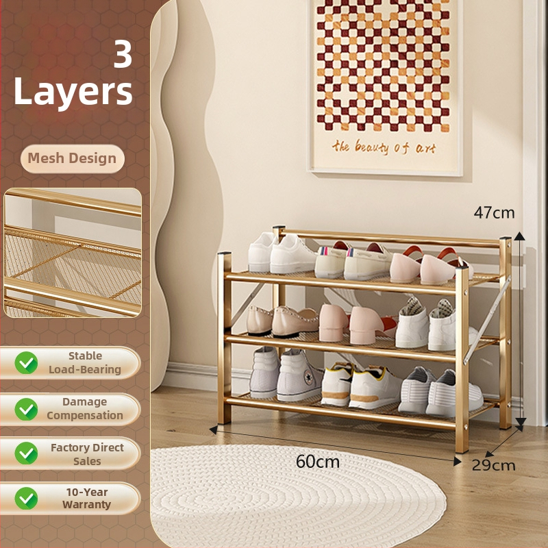 Метален закачващ се обувен рафт с 1 слой – прост модерен сгъваем шкаф за обувки за общежития и наеми, против мухъл съхранение на обувки