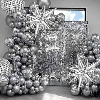 Set balona za luk s disco balonima od aluminijske folije, kružnog oblika i geometrijski uzorak