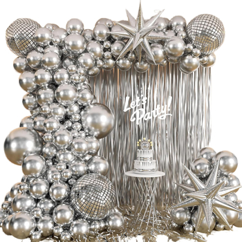 Set balona za luk s disco balonima od aluminijske folije, kružnog oblika i geometrijski uzorak