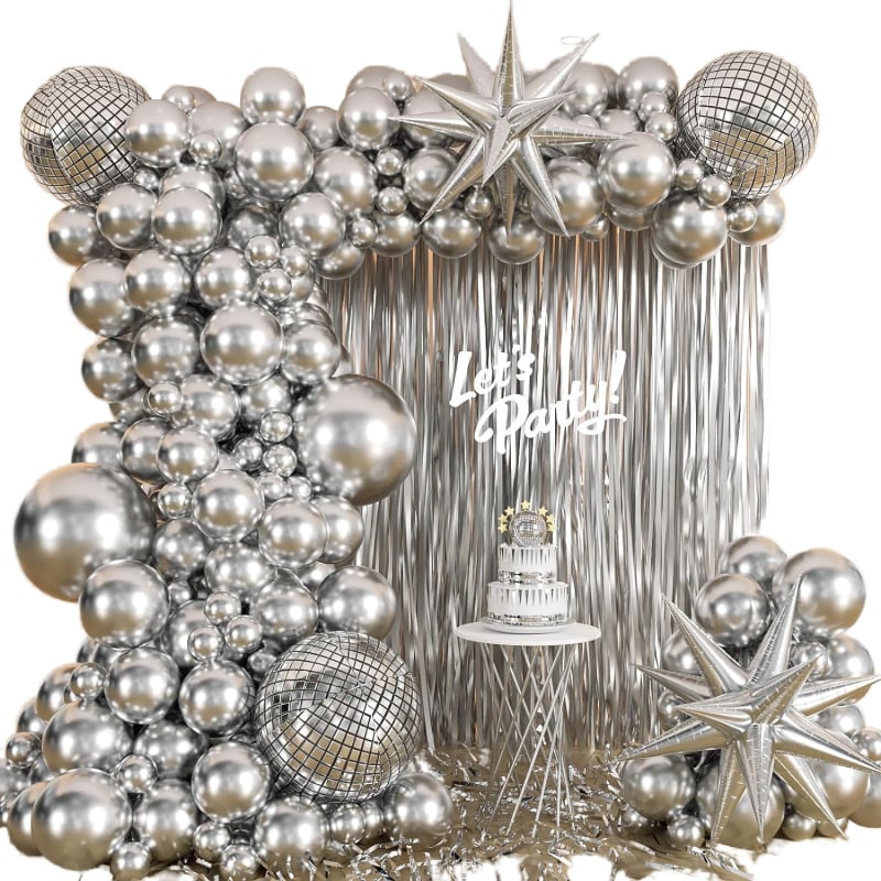 Set balona za luk s disco balonima od aluminijske folije, kružnog oblika i geometrijski uzorak