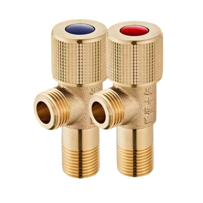 Međni kutni ventil za umivaonik s toplom i hladnom vodom, ulaz 20 mm, navoja spoj, ugrađeni zatvarač s bakrenim jezgrom