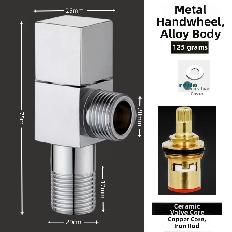 Međni kutni ventil za umivaonik s toplom i hladnom vodom, ulaz 20 mm, navoja spoj, ugrađeni zatvarač s bakrenim jezgrom