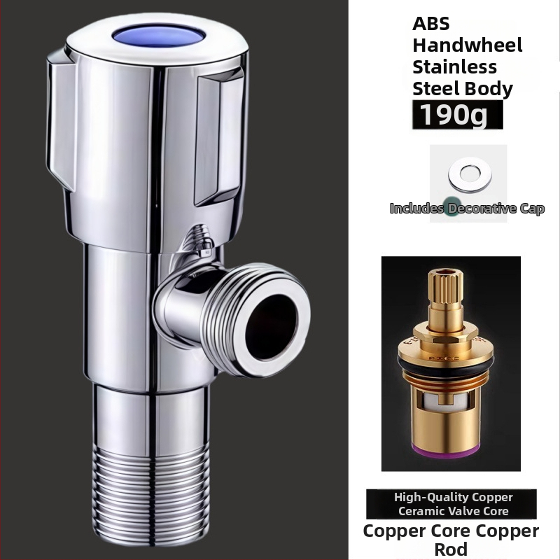 Međni kutni ventil za umivaonik s toplom i hladnom vodom, ulaz 20 mm, navoja spoj, ugrađeni zatvarač s bakrenim jezgrom