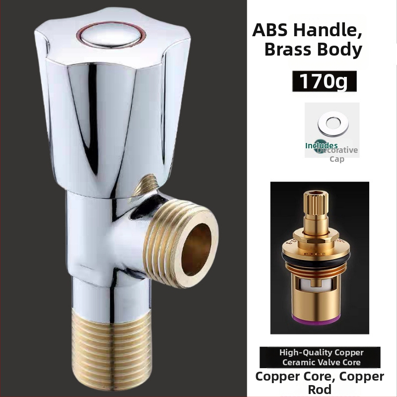 Međni kutni ventil za umivaonik s toplom i hladnom vodom, ulaz 20 mm, navoja spoj, ugrađeni zatvarač s bakrenim jezgrom