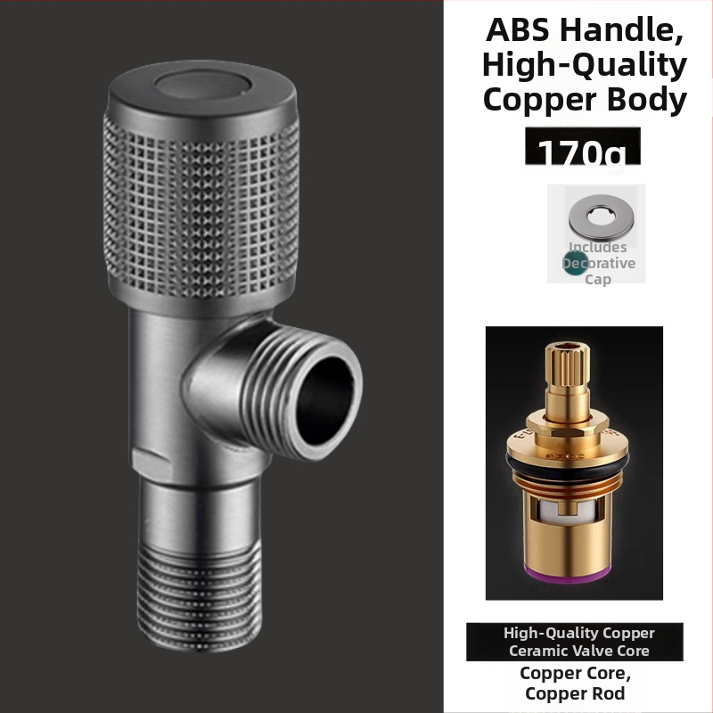 Međni kutni ventil za umivaonik s toplom i hladnom vodom, ulaz 20 mm, navoja spoj, ugrađeni zatvarač s bakrenim jezgrom