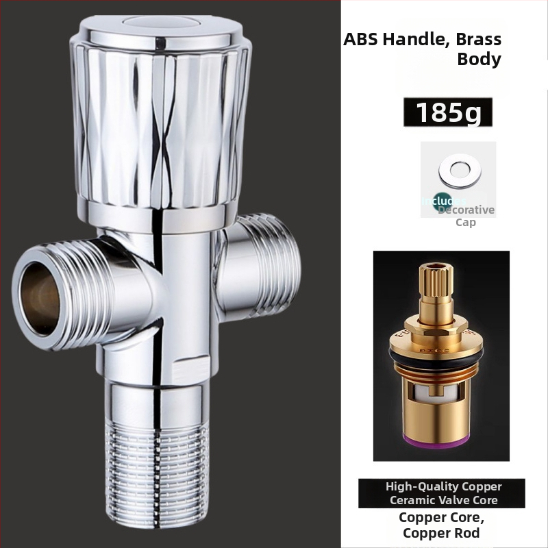 Međni kutni ventil za umivaonik s toplom i hladnom vodom, ulaz 20 mm, navoja spoj, ugrađeni zatvarač s bakrenim jezgrom