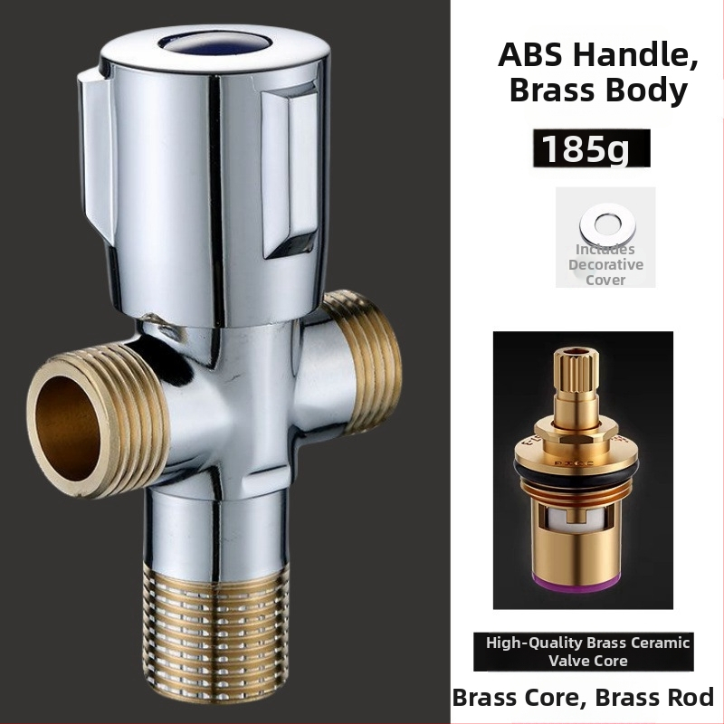 Međni kutni ventil za umivaonik s toplom i hladnom vodom, ulaz 20 mm, navoja spoj, ugrađeni zatvarač s bakrenim jezgrom
