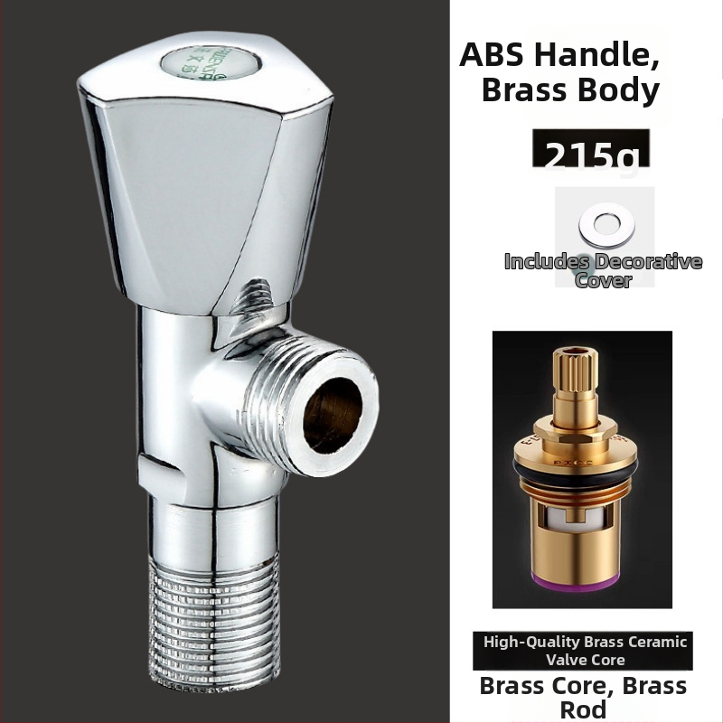 Međni kutni ventil za umivaonik s toplom i hladnom vodom, ulaz 20 mm, navoja spoj, ugrađeni zatvarač s bakrenim jezgrom