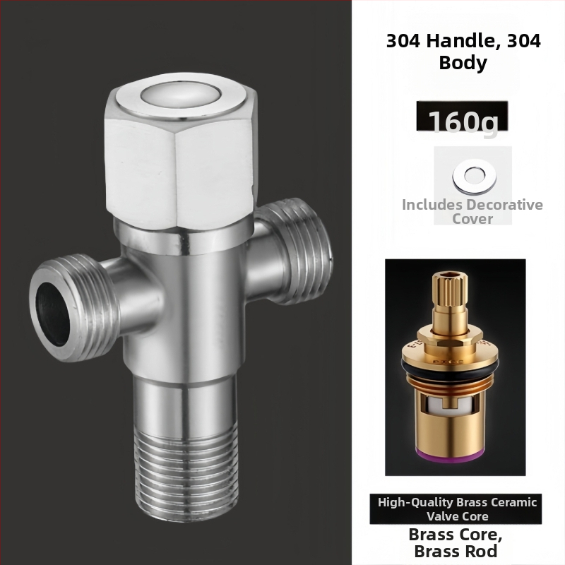 Međni kutni ventil za umivaonik s toplom i hladnom vodom, ulaz 20 mm, navoja spoj, ugrađeni zatvarač s bakrenim jezgrom