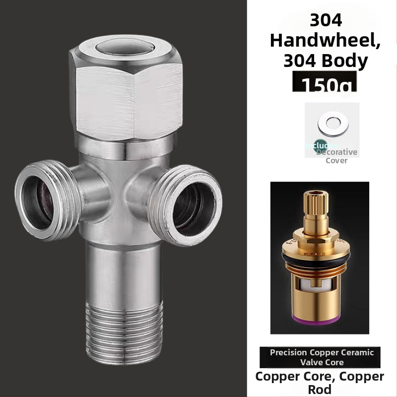 Međni kutni ventil za umivaonik s toplom i hladnom vodom, ulaz 20 mm, navoja spoj, ugrađeni zatvarač s bakrenim jezgrom