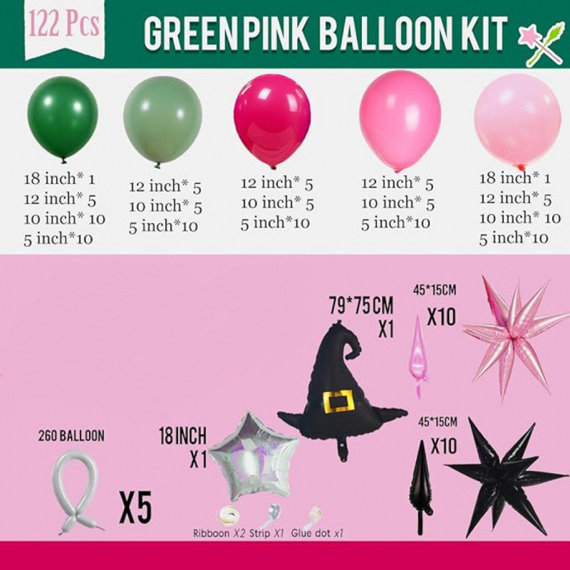 Yuyi latex balon luk set s okruglim balonima, balonima u obliku šešira vještice i zvijezdama, rođendanski banner