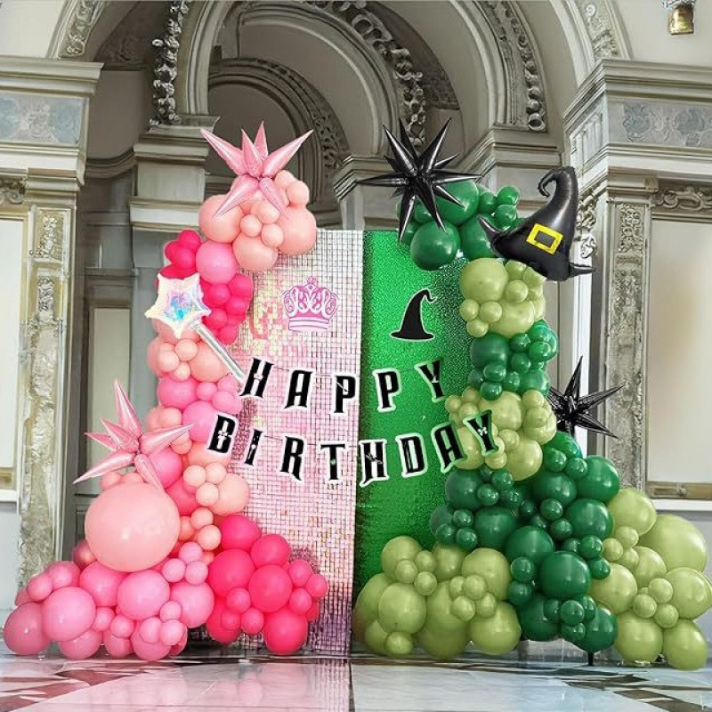 Yuyi latex balon luk set s okruglim balonima, balonima u obliku šešira vještice i zvijezdama, rođendanski banner