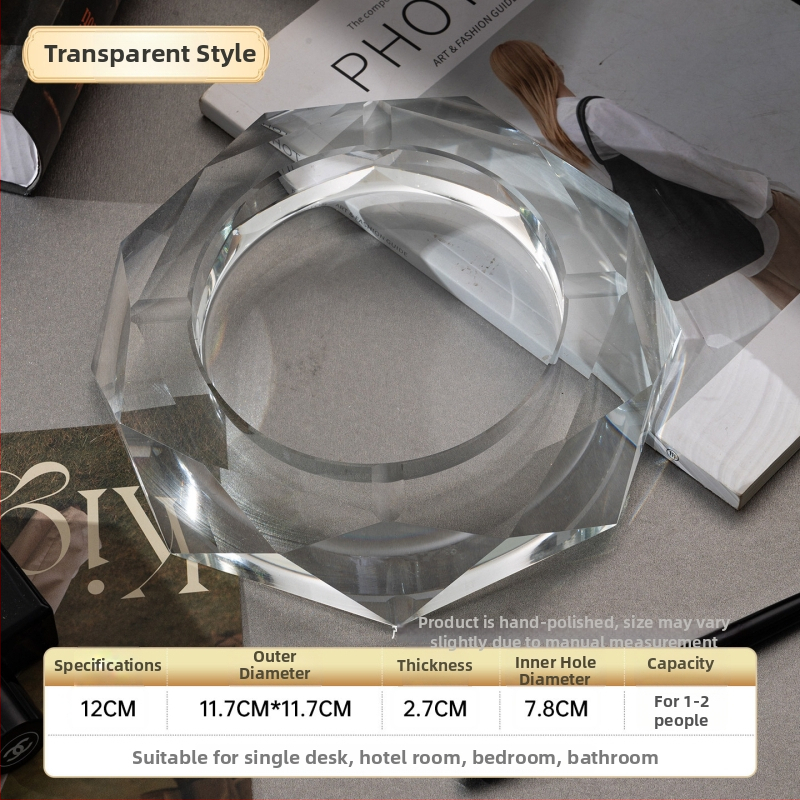 Oktogonalan kristalni stakleni pepelnjak – dekoracija, ispis logotipa, prilagođena obrada