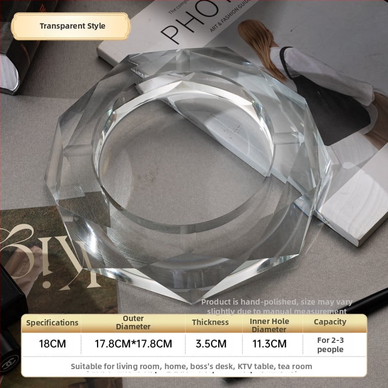 Oktogonalan kristalni stakleni pepelnjak – dekoracija, ispis logotipa, prilagođena obrada