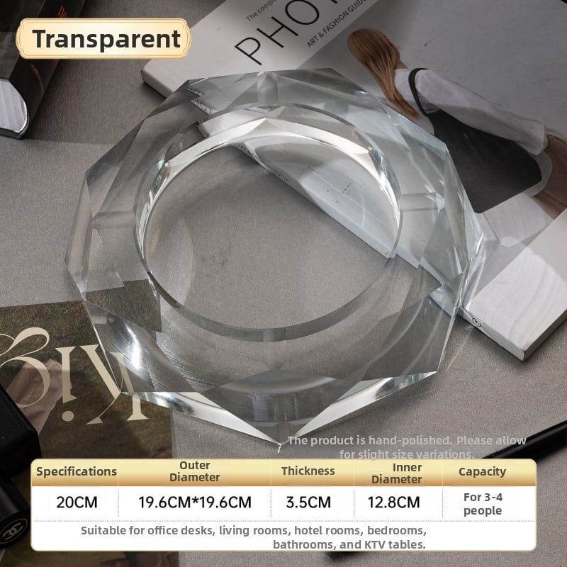 Oktogonalan kristalni stakleni pepelnjak – dekoracija, ispis logotipa, prilagođena obrada