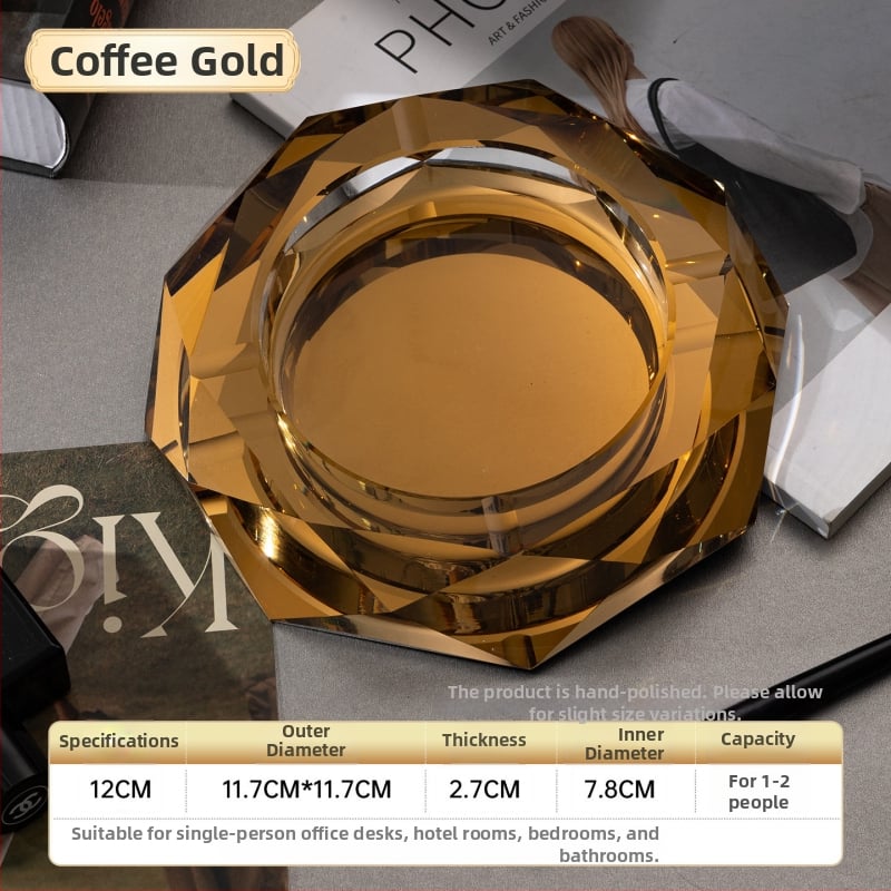 Oktogonalan kristalni stakleni pepelnjak – dekoracija, ispis logotipa, prilagođena obrada