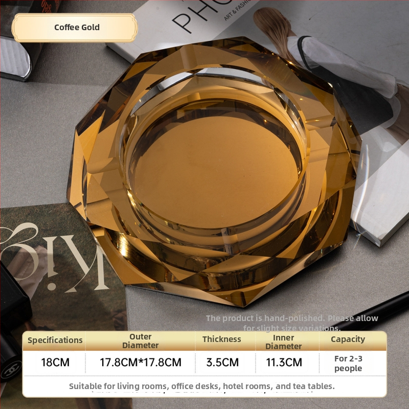 Oktogonalan kristalni stakleni pepelnjak – dekoracija, ispis logotipa, prilagođena obrada