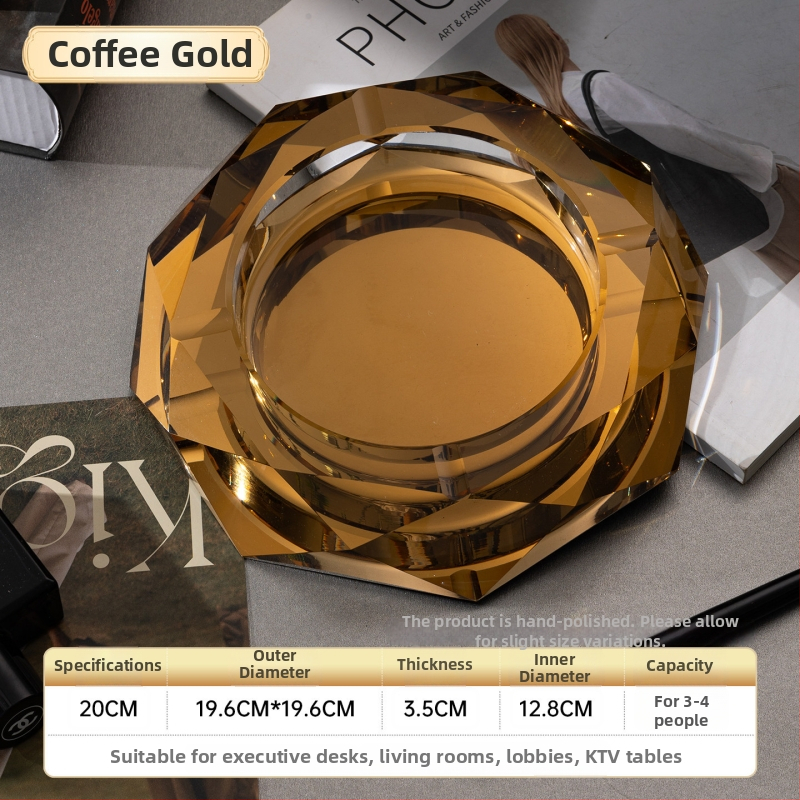 Oktogonalan kristalni stakleni pepelnjak – dekoracija, ispis logotipa, prilagođena obrada