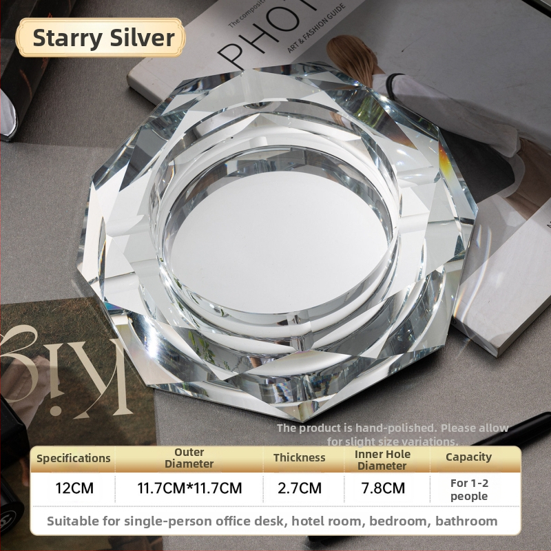 Oktogonalan kristalni stakleni pepelnjak – dekoracija, ispis logotipa, prilagođena obrada