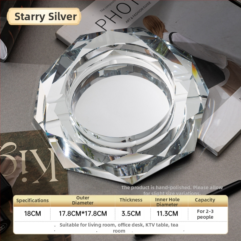 Oktogonalan kristalni stakleni pepelnjak – dekoracija, ispis logotipa, prilagođena obrada