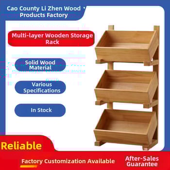 3-etažni drveni stalak za voće i povrće – podni stalak, višenamjenski za kuhinju i blagovaonicu