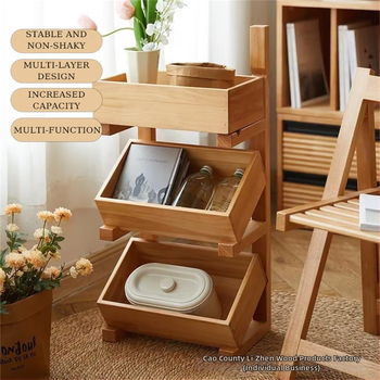 3-etažni drveni stalak za voće i povrće – podni stalak, višenamjenski za kuhinju i blagovaonicu