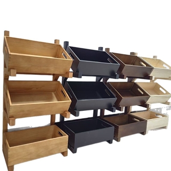 3-etažni drveni stalak za voće i povrće – podni stalak, višenamjenski za kuhinju i blagovaonicu