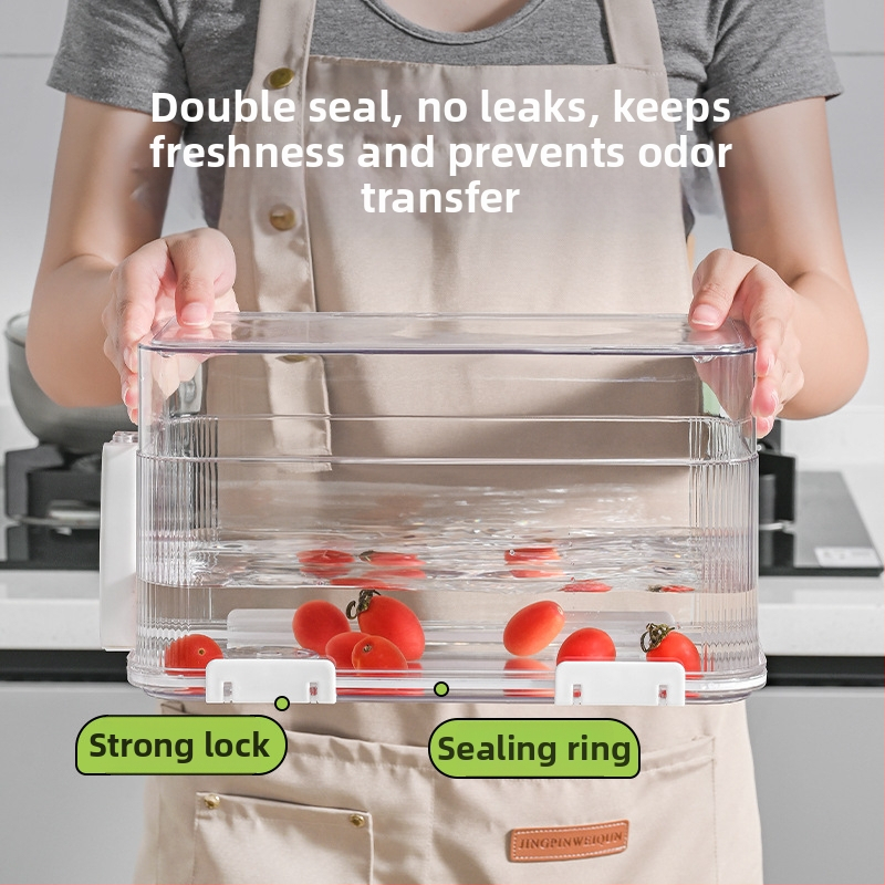 Хладилна кутия за съхранение, PET материал, прозрачен, хранително безопасен, запечатана и с дренаж