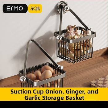 Nástenný kuchynský organizér na cibuľu, zázvor a cesnak — uhlíková oceľ, nosnosť približne 5 kg, povrchová úprava sprejom plastu, model Cftg13999nyb